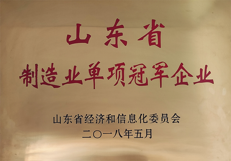 盛瀚荣登首批山东省制造业单项冠军榜单